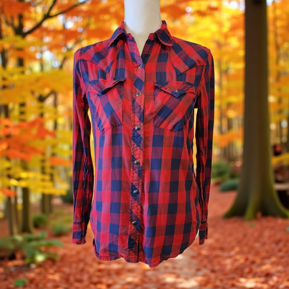 Denim & Supply Ralph Lauren Red and Blue Plaid Shirt Sz Small